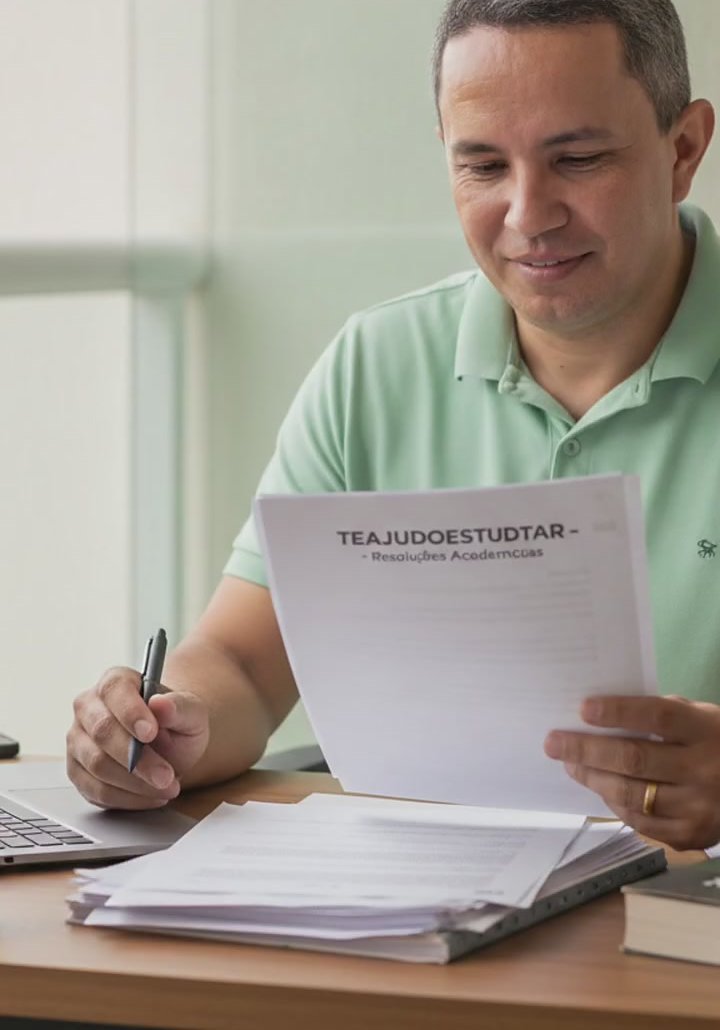 Prof. Osmair revisando um trabalho acadêmico